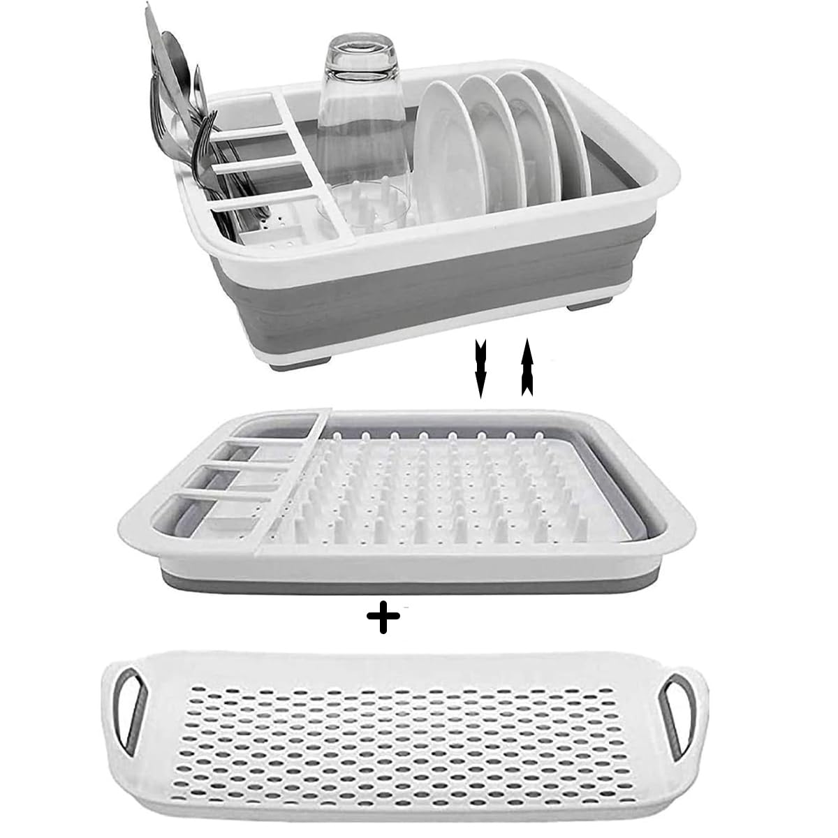 camper must haves dish drying rack Collapsible Dish Drying Rack Portable Dinnerware Drainer Organizer for Kitchen RV Campers Travel Trailers Space Saving Kitchen Storage Rack Tray (with Drainboard)
