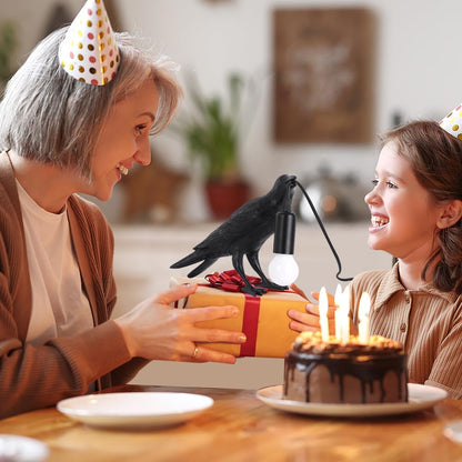 Shandaglo Crow Lamp Raven Table Lamp with Bulb, Gothic Crow Light - Raven Decor for Bedside Bedroom Living Room Decor