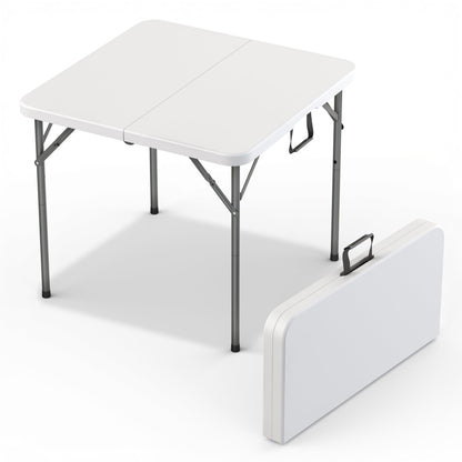 34" Square Foldable Table with Built in Handle & Steel Legs | Heavy Duty Portable | Perfect for Party, Dining, Wedding, Events, Picnic Indoor, Outdoor, Camping, Utility, Temporary