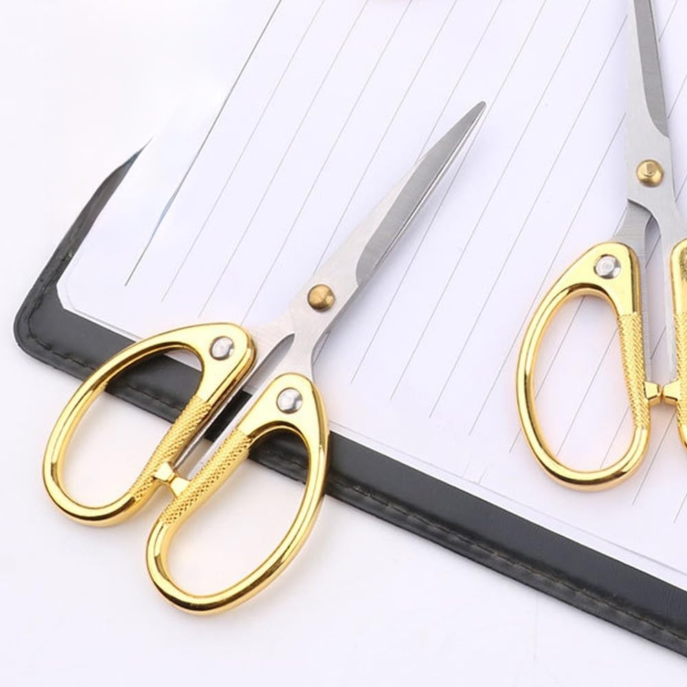 Aemoe 5" All Stainless Steel Office Scissors,Ultra Sharp Blade Shears,Sturdy Sharp Scissor for Office Home School Sewing Fabric Craft Paper Multipurpose Scissors Gold