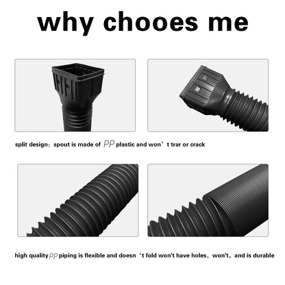 2 Pack Flexible Rain Gutter Downspout Extensions,Drain Downspout Extender,Gutter Extension Flexible,Down Spout Drain Extension Pipes,Extendable from 21 to 60 Inches (Black)