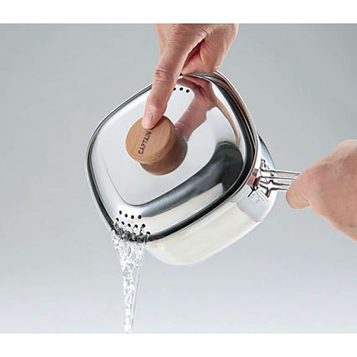 Captain Stag UH-4202 Stainless Steel Square Ramen Cooker, 0.3 gal (1.3 L), Made in Japan, Made in Japan