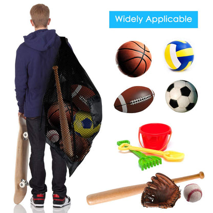 BROTOU Thickened Extra Large Sports Ball Bag Mesh Socce Ball Bag Heavy Duty Drawstring Bags Team Work for Holding Basketball, Volleyball, Baseball, Swimming Gear with Shoulder Strap