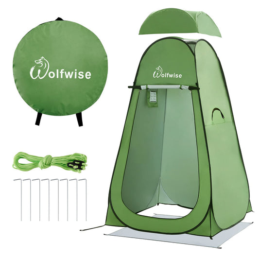 WolfWise Pop Up Privacy Shower Tent Portable Outdoor Sun Shelter Camp Toilet Changing Dressing Room Medium, Green