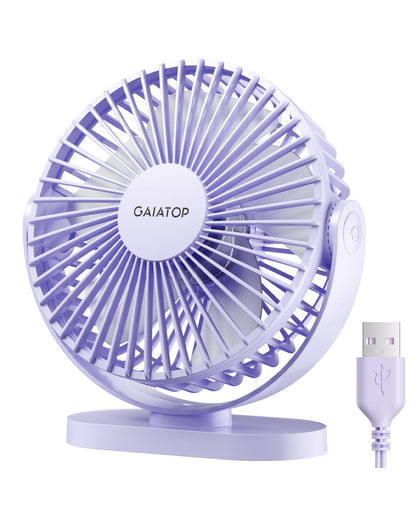 Gaiatop USB Desk Fan, 5.5 Inch Small Quiet Powerful 3 Speeds 90° Rotate, Personal Mini Portable Desktop Table Fans, Cooling for Home Office Car Travel Indoor Outdoor Pink