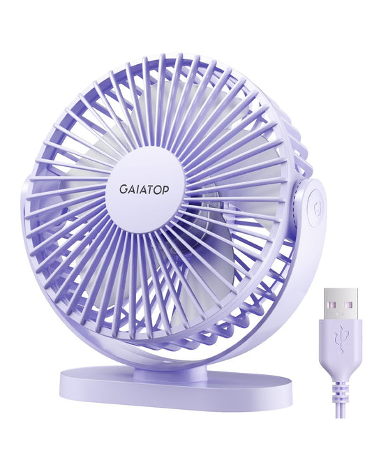 Gaiatop USB Desk Fan, 5.5 Inch Small Quiet Powerful 3 Speeds 90° Rotate, Personal Mini Portable Desktop Table Fans, Cooling for Home Office Car Travel Indoor Outdoor Pink