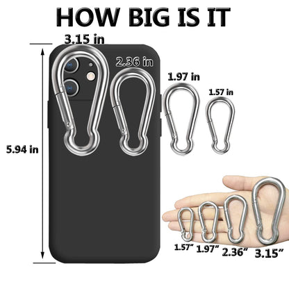 Spring Snap Hooks, 304 Stainless Steel Metal Clip Heavy Duty Rope Connector Small Snap Clamp Key Chain Link Buckle for Hammock Swing Set Outdoor Travel Camping Fishing Hiking