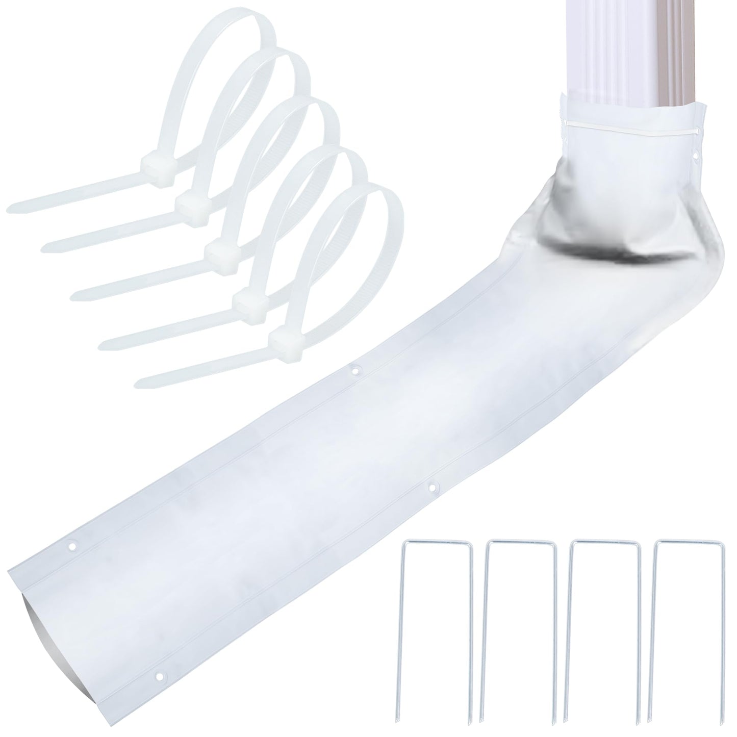 WUBOECE 1 Pack Gutter Downspout Extensions for Draining Away Downspout Extender Downspout Diverter, Fits All Standard Downspouts (White, 11"x48")