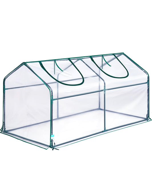 Quictent Portable Mini Cloche Greenhouse w/ Elevated Bottom, Reinforced High Light Transmission Waterproof UV-Resistant Hot House for Indoor Outdoor, w/ 50 T-Shaped Plant Tag, 71" x 36" x 36" (Clear)