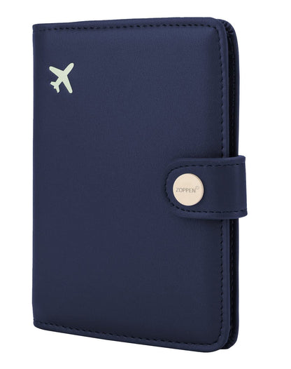 ZOPPEN Passport Holder Women Men, Passport Cover Travel Wallet Rfid Blocking Passport Wallet Cover Case Travel Essentials Document Organizer, Navy Blue