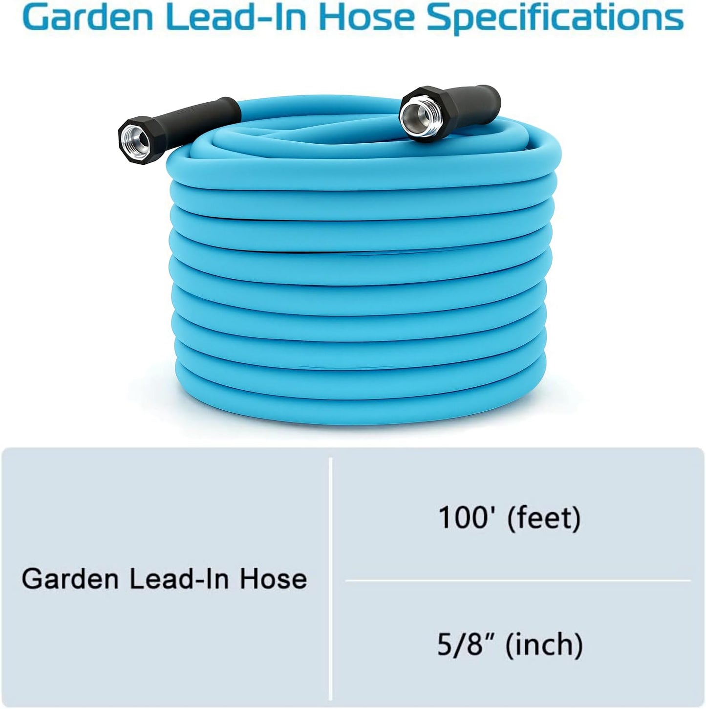100FT RV Water Hose,5/8” Drinking Water Hose Lead-free, 3/4" Solid Aluminum Fittings-No Leak,Garden hose Extender/Hose Reel Connector with Adjustable Twist Hose Nozzle For RV/Trailer/Camping/Truck