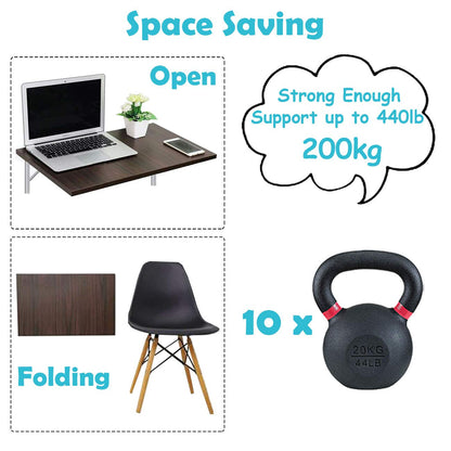 CLT 12'' Folding Shelf Brackets Max. Load 440 lb, Heavy Duty Stainless Steel DIY Wall Mounted Shelf Bracket Space Saving for Table Work Bench, Pack of 2