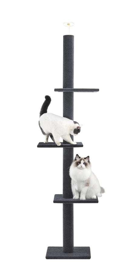 Cat Craft Cat Tree Floor to Ceiling 95-108" Tall Cat Tree Carpet Cat Tower Kitten Tree Sisal Scratching Post and Mat Cat Pole for Indoor Cats, Charcoal, Style A