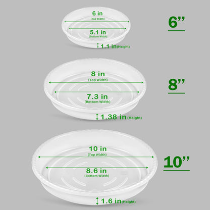 SupKing 9 Pack Plant Saucers (6inch /8inch /10inch), Heavy Sturdy Plant Trays Pot Tray for Indoor Clear Plastic Flower Pot Saucers Thicker Plant Water Drip Trays for pots- Clear
