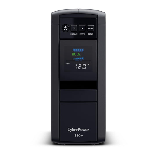 CyberPower CP850PFCLCD PFC Sinewave UPS Battery Backup and Surge Protector, 850VA/510W, 10 Outlets, AVR, Mini-Tower; UL Certified