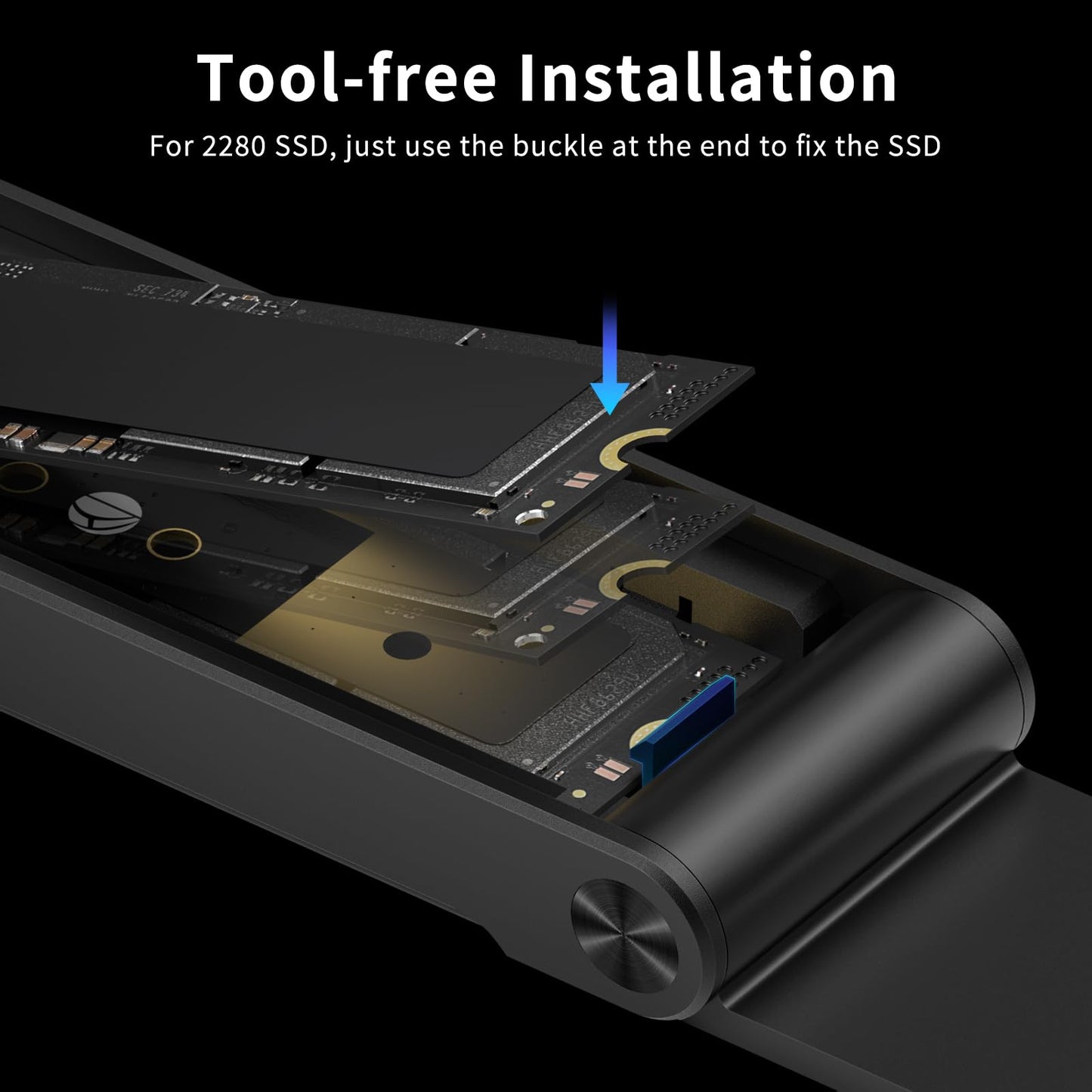 FIDECO M.2 NVMe SSD Enclosure, M.2 NVMe to USB Adapter, USB 3.2 Gen 2 (10Gbps) SSD Reader for M & M+B Key, Sandwich Style Design, Tool-Free Installation, Support UASP and Trim