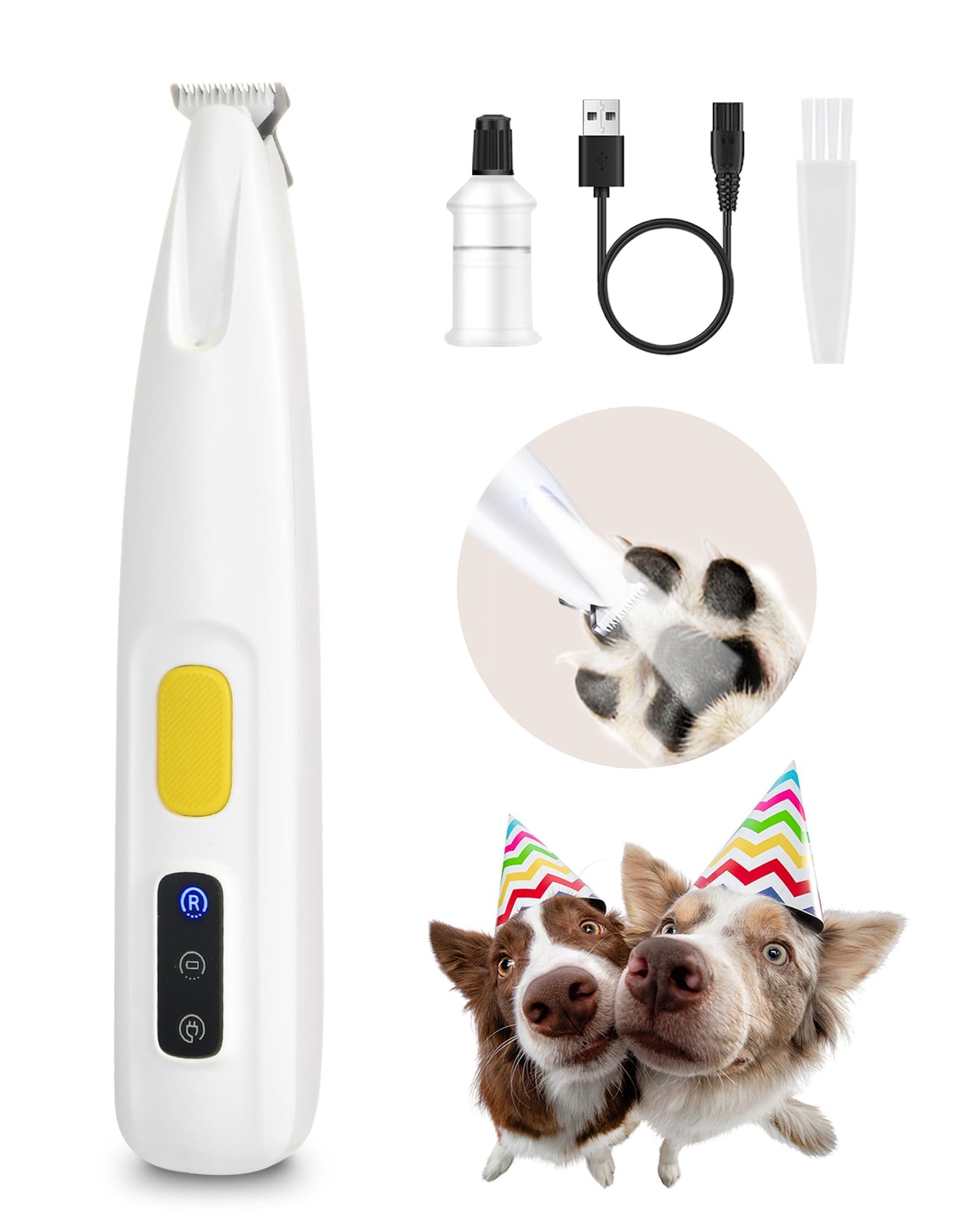 FURBONA Upgraded Dog Paw Trimmer with LED Light, 18 mm Widen Blade, 35 dB Low Noise, LED Display, Fully Waterproof, Rechargeable Clipper for Dogs Cats Trimming Paws, Eyes, Ears, Face, and Rump