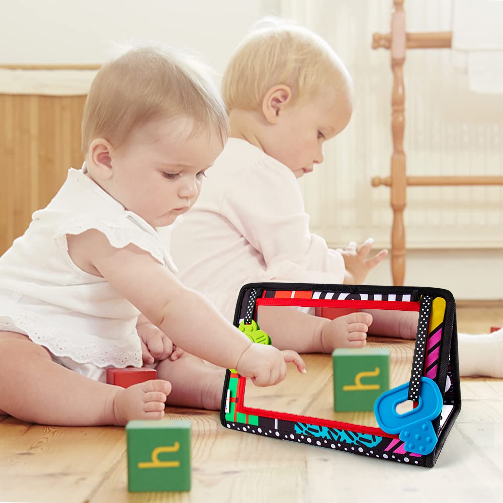 teytoy Tummy Time Mirror Infant Newborn Toys 0-3 Months Brain Developmental Baby Mirror Tummy Time Black and White High Contrast Baby Toys 4 6 9 12 Month Boys Girls Crawling Sensory Toy