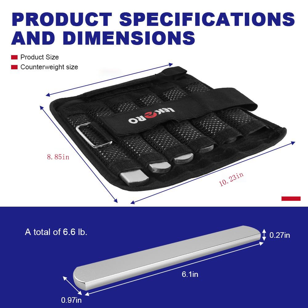 Wrist Arm Weights, Adjustable Wrist Weights, Removable Wrist Ankle Weights for Men Women, for Fitness, Walking, Jogging, Workout, Running, 1Pair 2 Pack (Max 6.6 LBS)