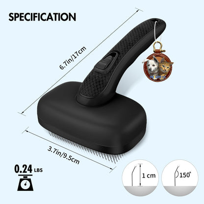 YOYUPETA Dog Self Cleaning Slicker Brush for Shedding, Ideal for Short Long Haired Dogs, Including Cat. Removes Loose Fur, Undercoat, Mats, Tangled Hair. Suit for Large Medium Small Animal, Black