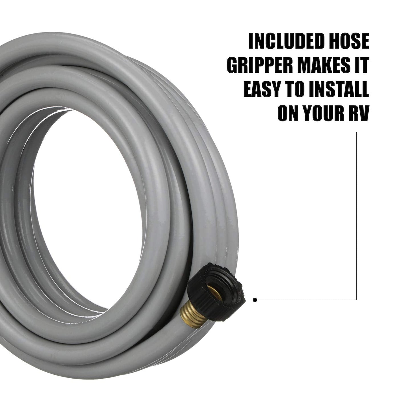 Valterra Flushing Hose for RVs, Campers, Trailers - 1/2" x 25', Gray