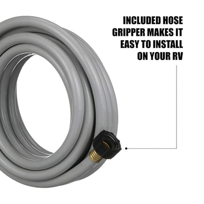Valterra Flushing Hose for RVs, Campers, Trailers - 1/2" x 25', Gray