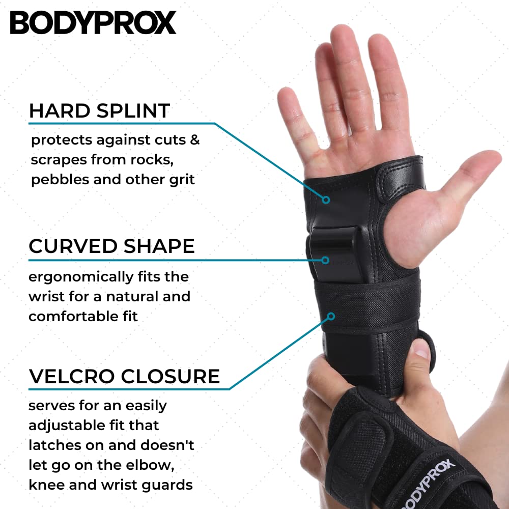 BODYPROX Knee Pads Elbow Pads Wrist Guards Set for Skateboarding, Roller Derby, BMX Ride, and Inline Skating (Large)