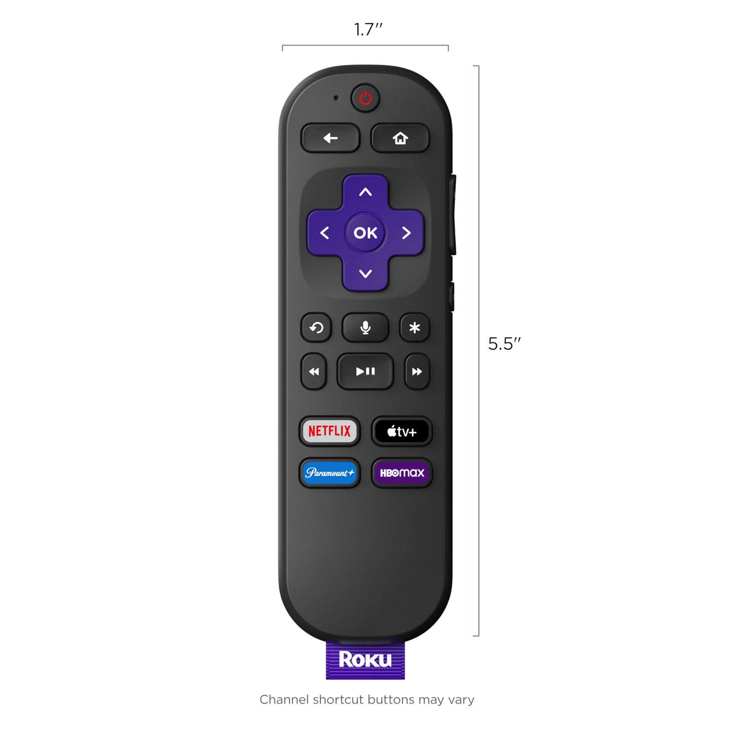 Roku Voice Remote | Replacement TV Remote Control with Voice Control, Simple Setup, & Pre-Set App Shortcuts - Compatible with Roku TV, Players, & Audio Devices