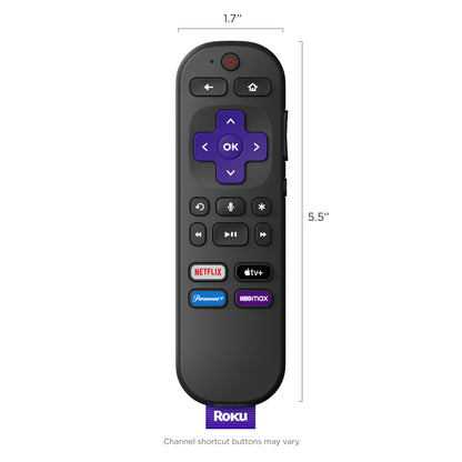 Roku Voice Remote | Replacement TV Remote Control with Voice Control, Simple Setup, & Pre-Set App Shortcuts - Compatible with Roku TV, Players, & Audio Devices