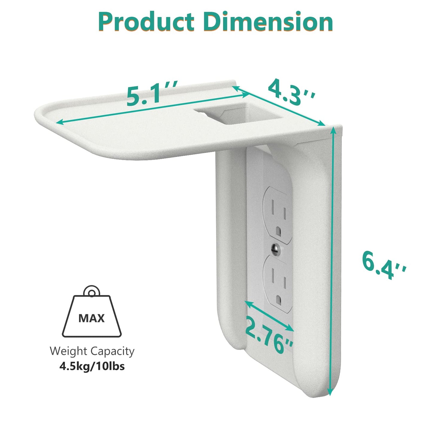 WALI Outlet Shelf Wall Holder, Bathroom Shelf up to 10lbs Standard Vertical Duplex Wall Organizer for Smart Home Decor Space Saving Power Tools, Toothbrush (OLS001-W), 1 Pack, White