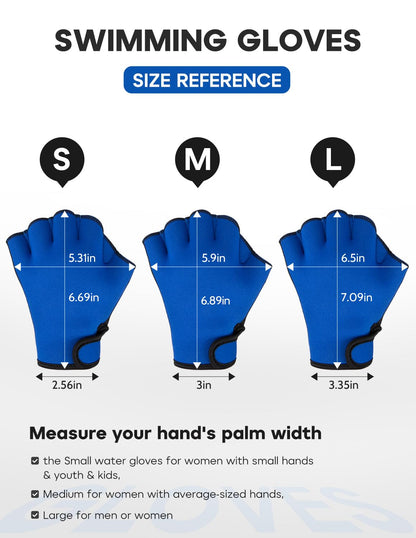 FitsT4 Sports Aqua Gloves Webbed Paddle Swim Gloves Fitness Water Aerobics and Swimming Resistance Training Gloves for Men Women Children Royal M