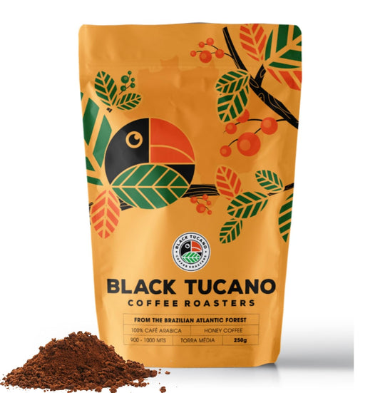 Black Tucano Specialty Coffee - Brazilian Ground Medium Roast - Honey Coffee Ground - 8.8 Ounces 250 Gr