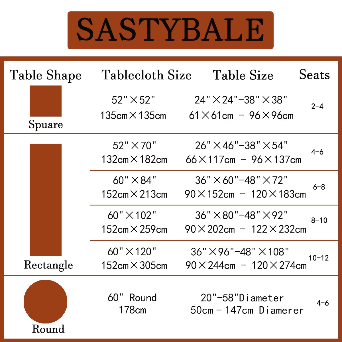 SASTYBALE Rust Jacquard Damask Tablecloth - 60x84 Inch Rectangle (Fits 6-8 Seats) - Fall Thanksgiving Decor - Water Resistant, Wrinkle-Free Polyester, Rustic Harvest Dining Cover for Parties