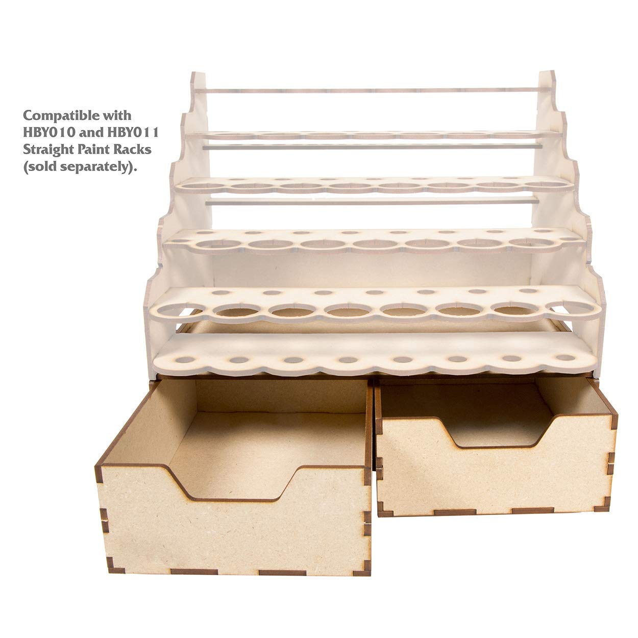 The Broken Token Modular Paint Rack - Double Straight Drawer Organizer for Paint Bottles, Pots, and Brushes - Expands Storage, Elevates Racks - Customize Your Pieces with Easy Organization & Access