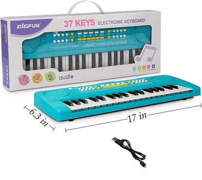 BIGFUN Kid Keyboard Piano - 37 Keys Toddler Keyboard Multifunction Music Educational Instrument Toy Electronic Piano for 3, 4, 5, 6, 7, 8 Girls and Boys (Blue)