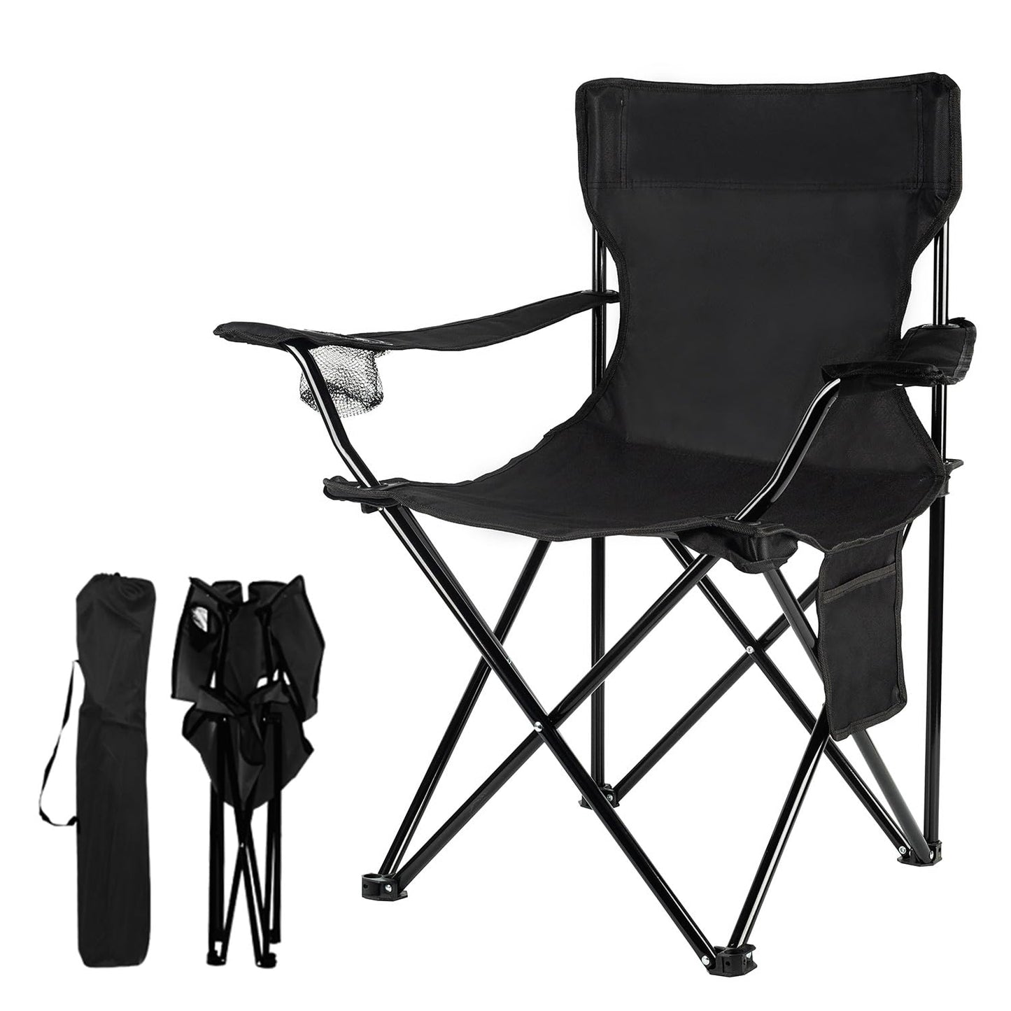 Damei century Folding Camping Chairs- Lightweight, Portable Chair for Beach, Lawn, Outdoor Sports, Black