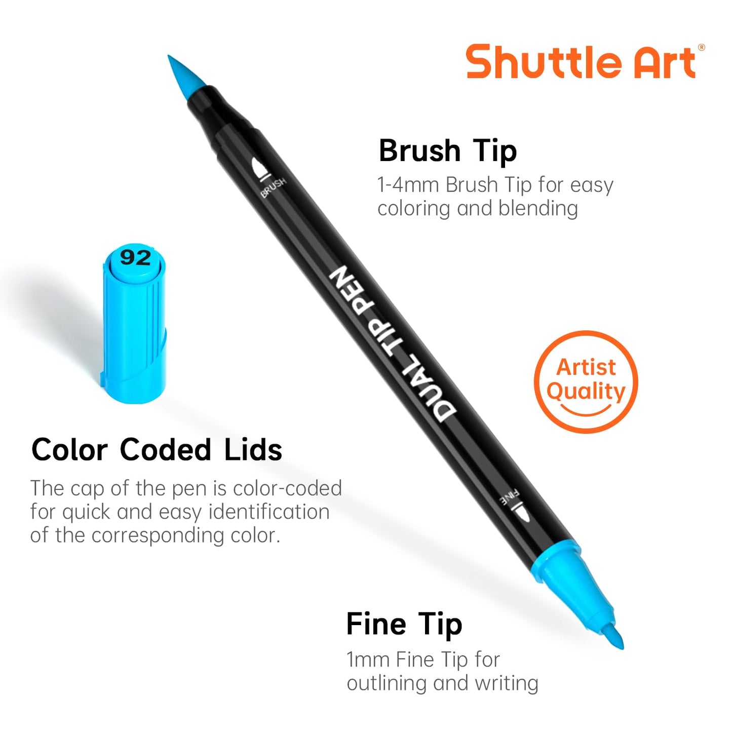 Shuttle Art Dual Tip Brush Marker Pens, 30 Colors Dual Tip Calligraphy Pens Fine and Brush Tip Markers Set, Water-based Ink Perfect for Kids Adult Artist Calligraphy Journal Doodling Writing