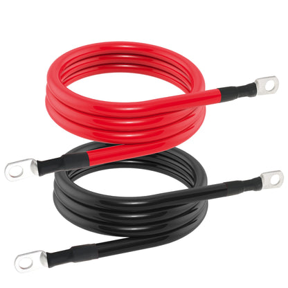 4 AWG Battery Cable 4AWG Gauge Pure Copper Battery Inverter Cables with 3/8 in Lugs Both Ends Power Inverter Wire Set for Automotive Solar Marine Boat RV Car Motorcycle Red and Black (4FT)