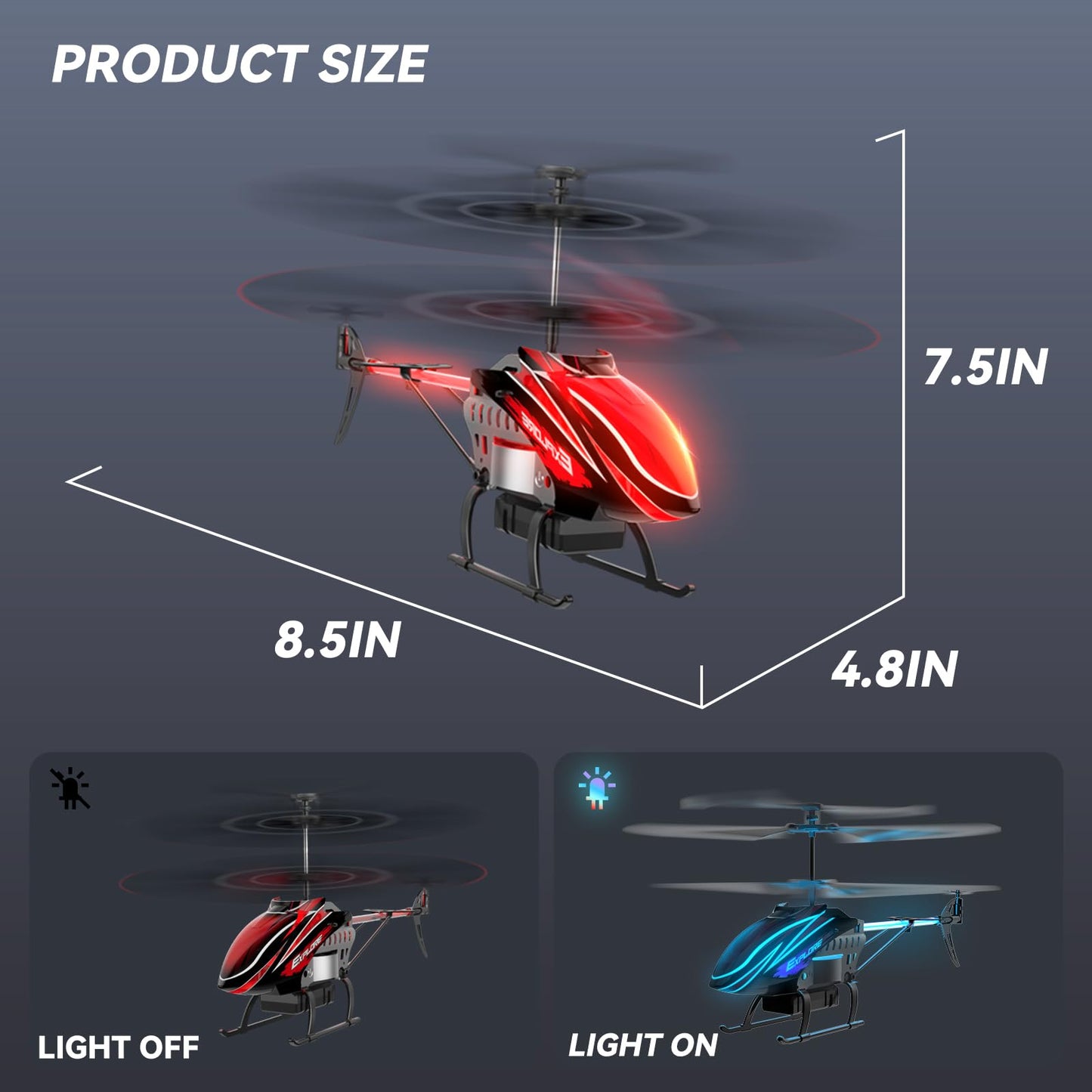 BUSSGO RC Helicopter, Remote Control Helicopter for Kids with 30Mins Flight(2 Batteries), 7+1 LED Light Modes, Altitude Hold, RC Toys for Boys Girls
