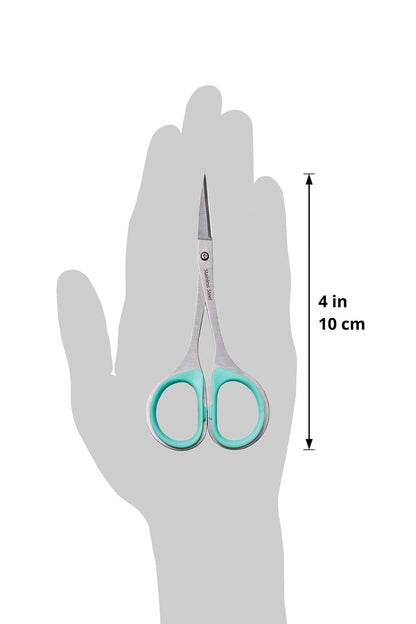Beaditive Sewing and Embroidery Scissors Set (2 Pc.) Curved and Straight, Sharp, Stainless-Steel Design | Precision Tips, Ergonomic Rubber Handle Grip | Small, Compact DIY Use (1 Curved, 1 Straight)