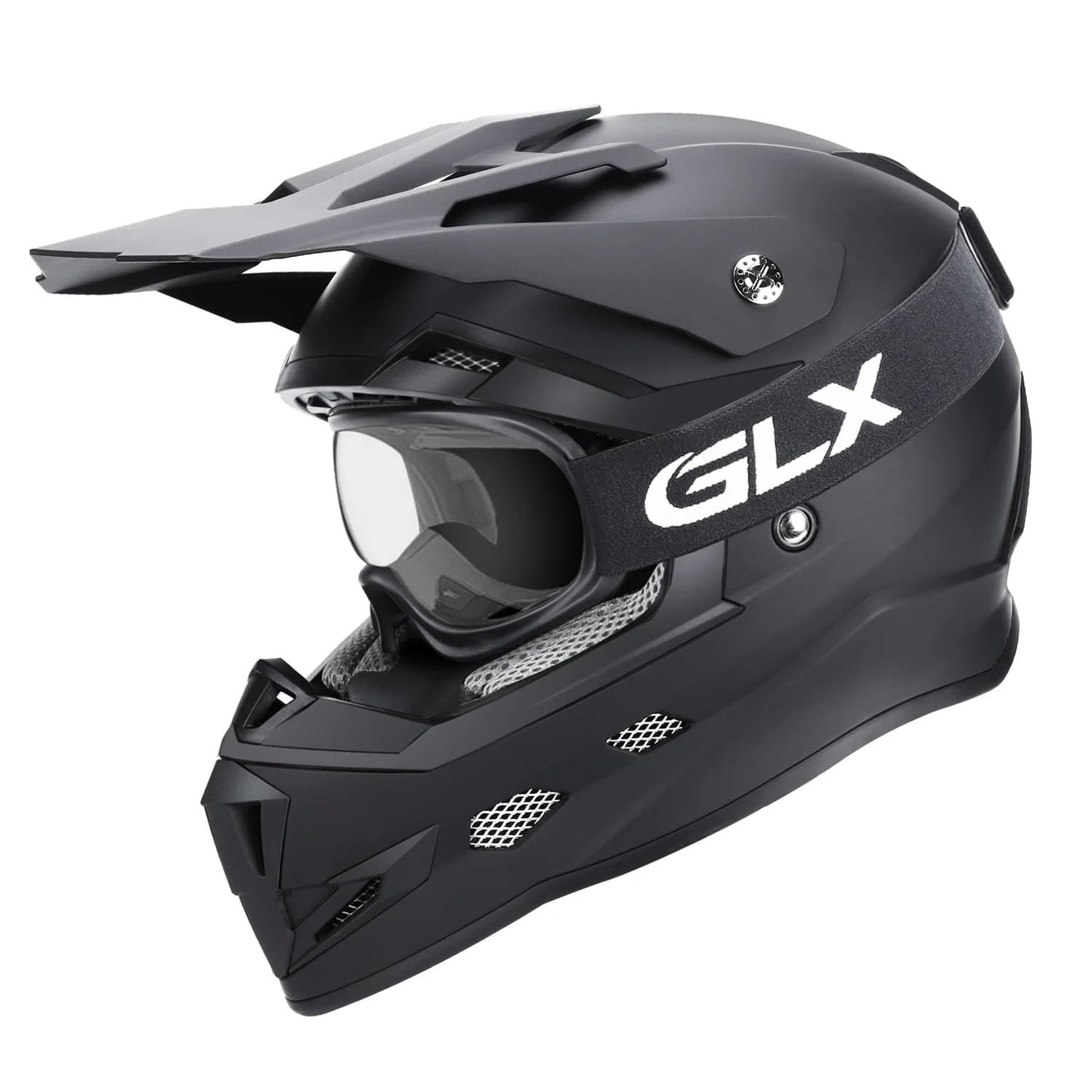 GLX GX623 Youth ATV/Dirt Bike Helmet Combo - Matte Black, Small - DOT