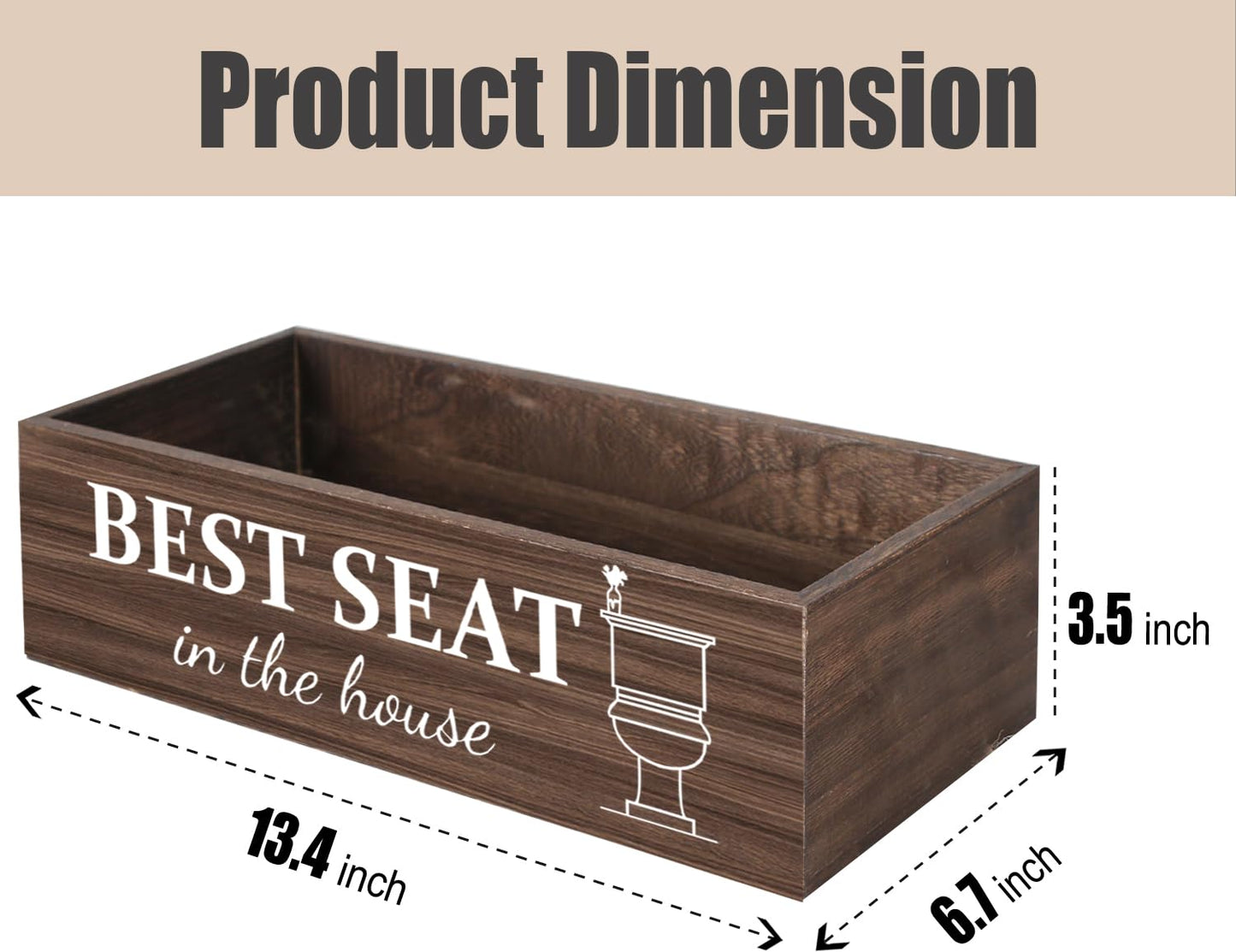 CuffUp Bathroom Decor Box, Toilet Paper Basket 2 Sides Signs Farmhouse Bathroom Toilet Basket Tank Topper Rustic Farmhouse Home Decor for Livingroom Kitchen（One Dark Brown Box）