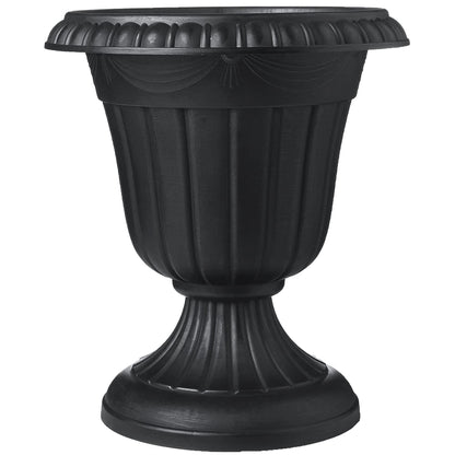 Arcadia Garden Products PL10BK Classic Traditional Plastic Urn Planter Indoor/Outdoor, 15" x 13", Black