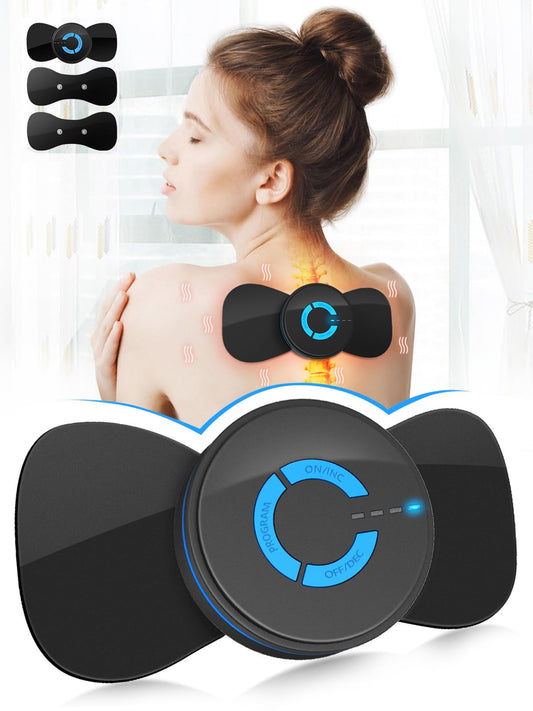 Tens Black Unit with 2 Pads,EMS Microcurrent Mini Massager Machine,Low Frequency Multi Function Physiotherapy Instrument Muscle Stimulator,Full Body Pain Relief Therapy Device