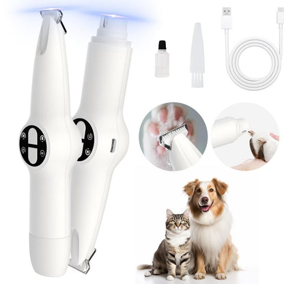 Dog Paw Trimmer with LED Light, Upgraded 2 in 1 Dog Grooming Kit, Cordless Pet Nail Trimmers Grinder with 3 Ports for Small Medium Large Dogs, Pet Micro Precision Electric Trimmer for Paws Eyes Ears