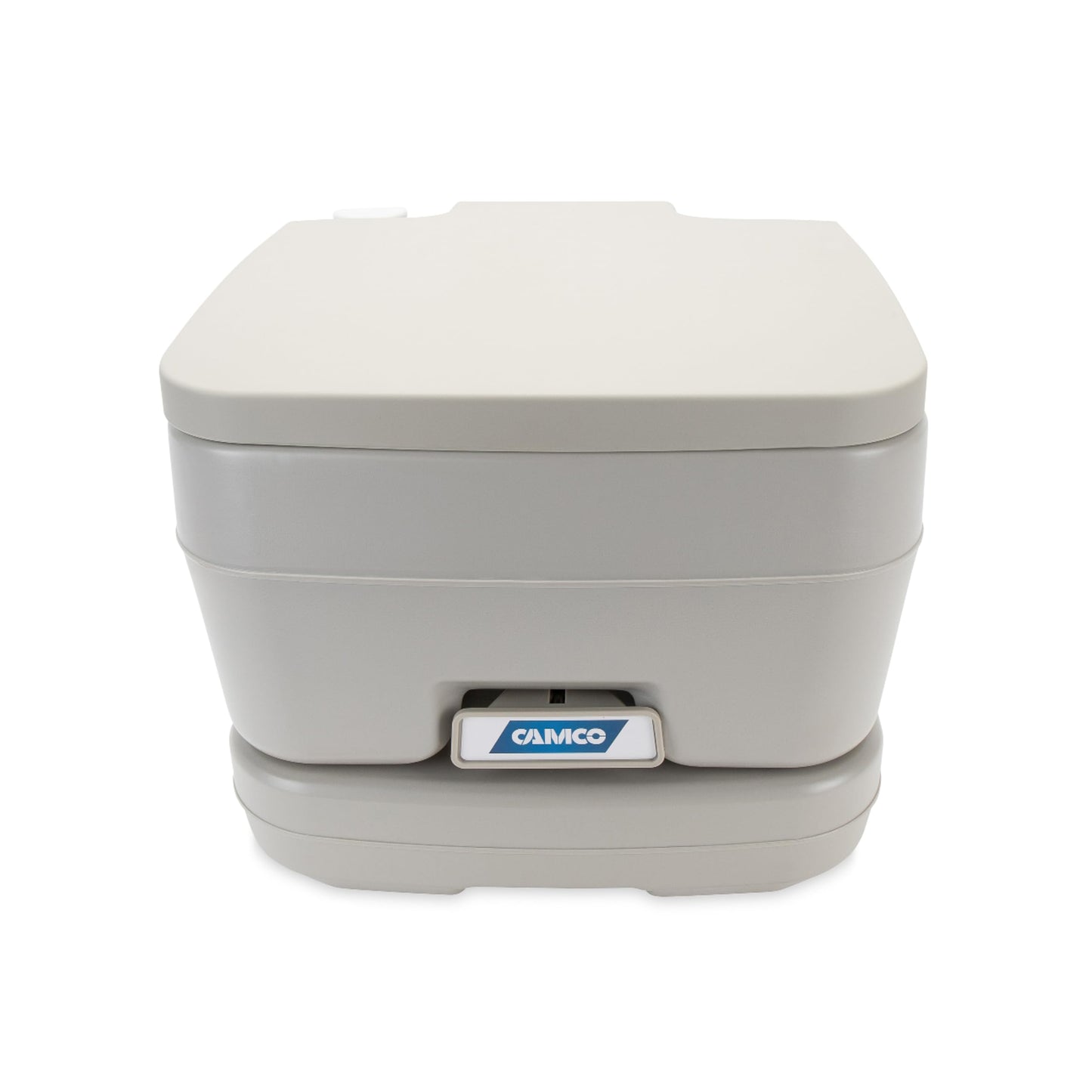 Camco 2.6-Gallon Portable Toilet - Features Detachable Holding Tank w/Sealing Slide Valve & Bellow-Type Flush - Easy Transport w/Compact Lightweight Design & Carry Handle - Gray (41531)