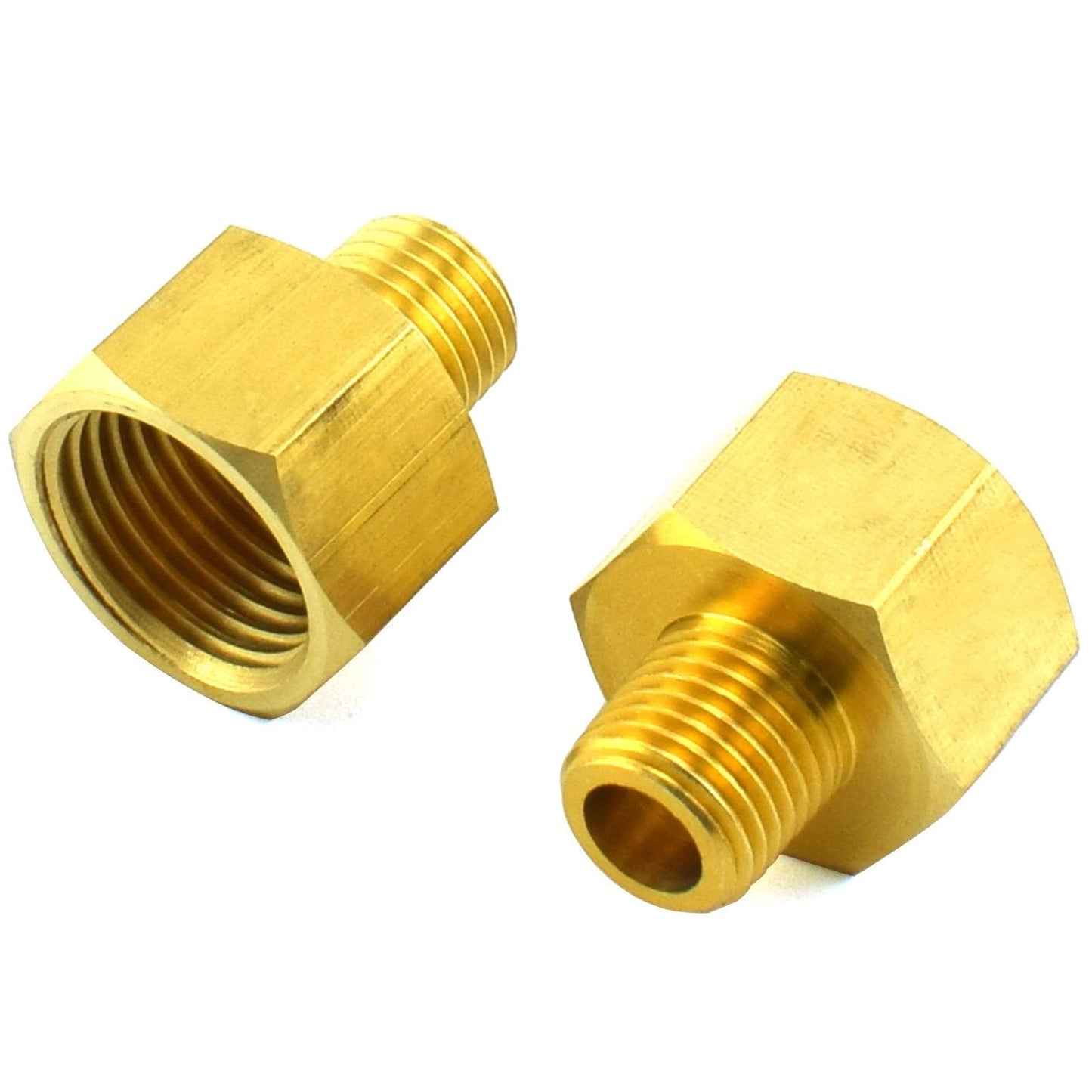 SDTC Tech 2-Pack Brass Pipe Fitting 1/4 NPT Thread Male to 1/2 NPT Thread Female Reducer Adapter, Brass Pipe Extension Connectors