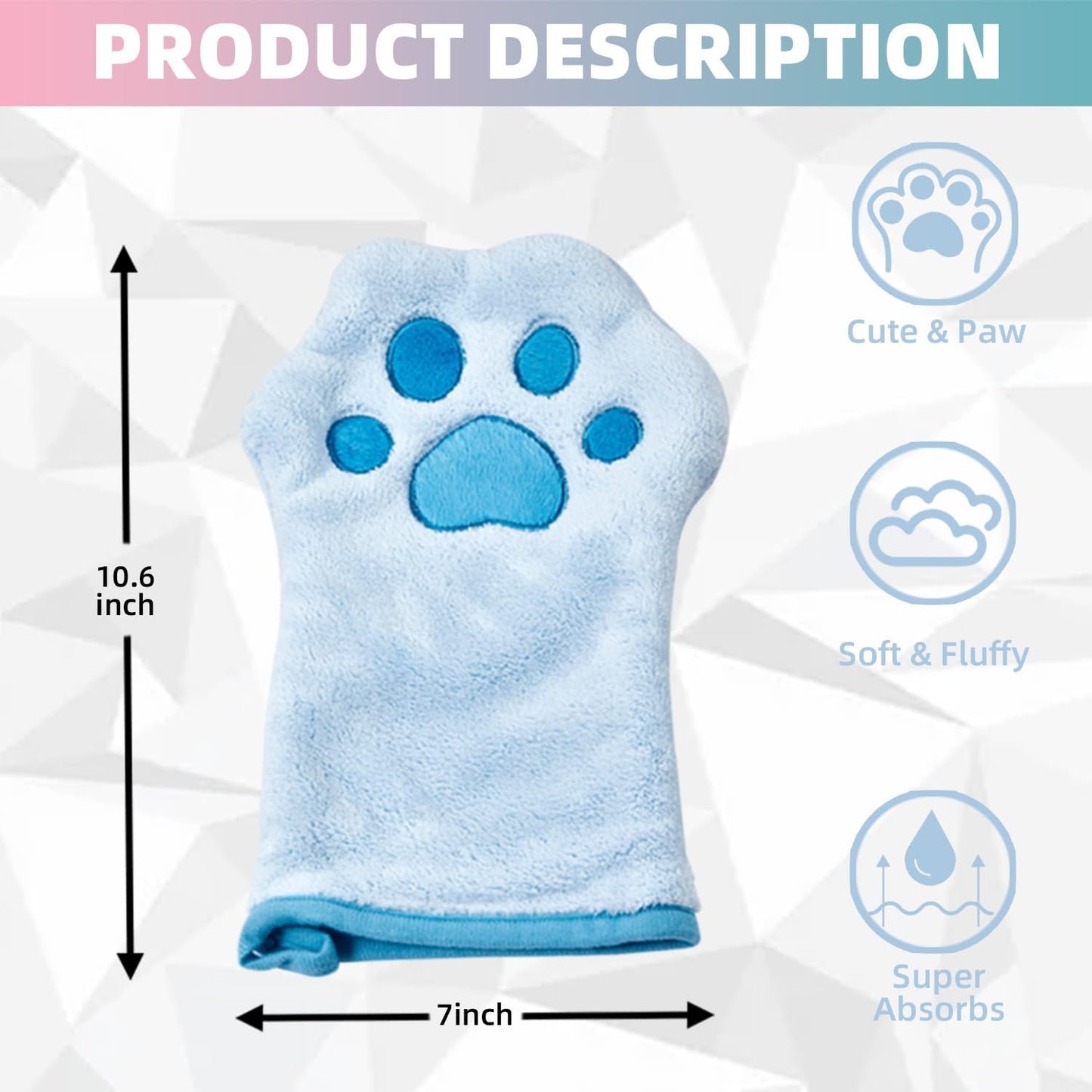 Supvlog Grooming Towel for Drying Pets – Ultra Absorbent Dog Towel with Embroidered Microfiber Design, Ideal for Small Dogs and Cats, Machine Washable, Blue, Tow01