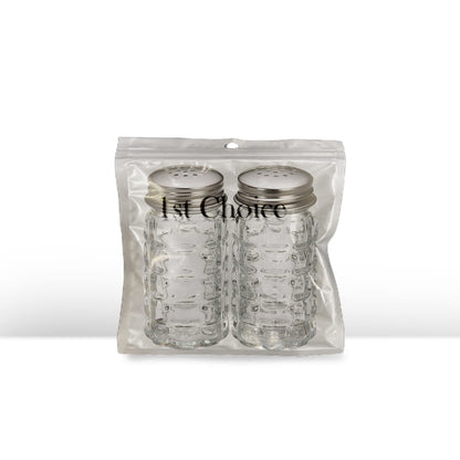 Retro Style Salt and Pepper Shakers with Stainless Tops (2)