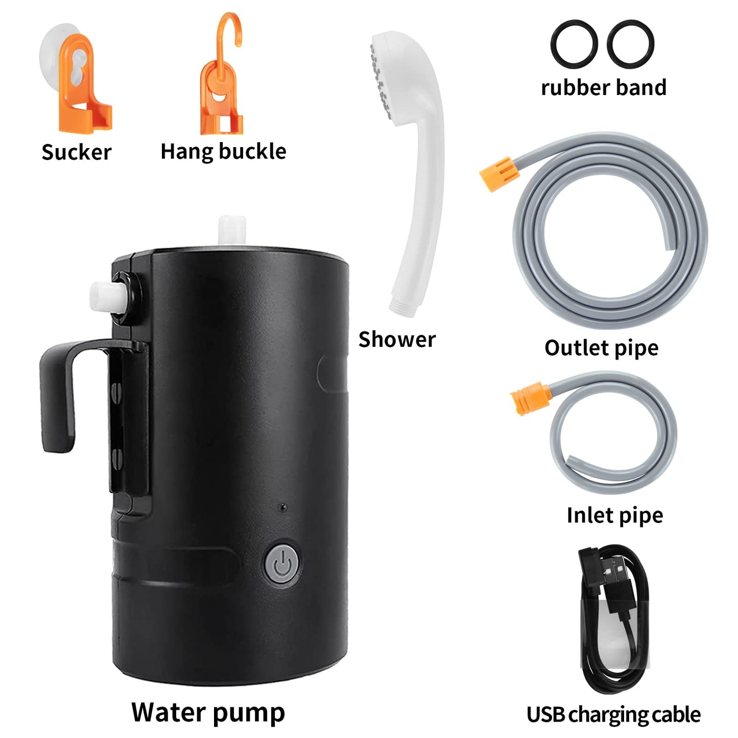 AZXJC Portable Outdoor Shower, Camp shower with 3 LED Lights, 4400mAh Battery Powered Camping Shower Pump for Hiking/Outdoor, Travel, Beach, Pet, Flowering, Waterproof &USB Rechargeable 2 Flow Mode